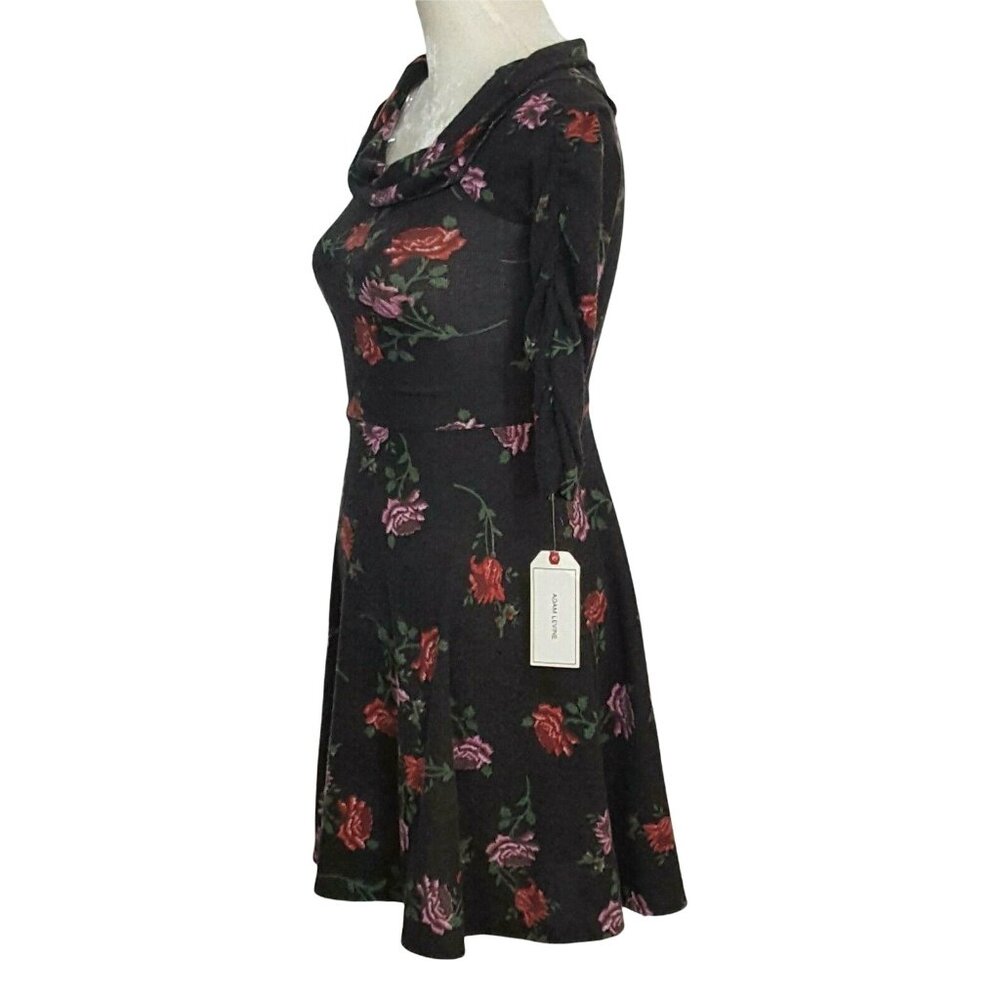 Womens 3/4 sleeve skater dress stretchy super soft XS NWT Black Adam Levine‎